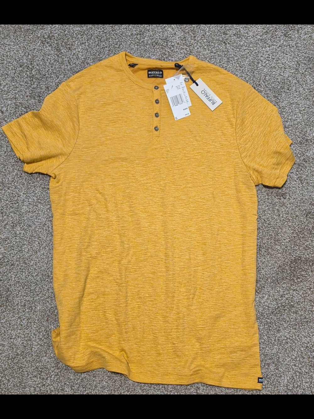 Buffalo David Bitton Yellow Short Sleeve Henley Tee